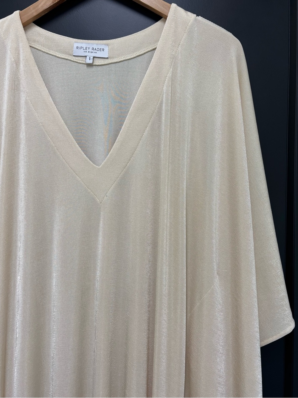 Ripley Rader Los Angeles Champagne Shimmer Caftan Maxi Dress Size 1 small w/flaw - Picture 4 of 11